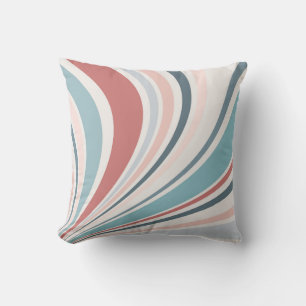 Colourful retro vibes in pink, blue and grey throw pillow