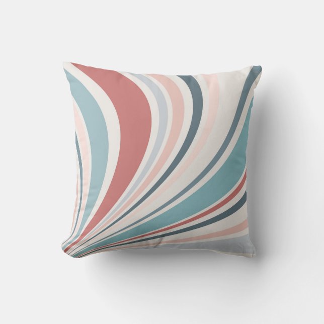 Colourful retro vibes in pink, blue and grey throw pillow (Front)