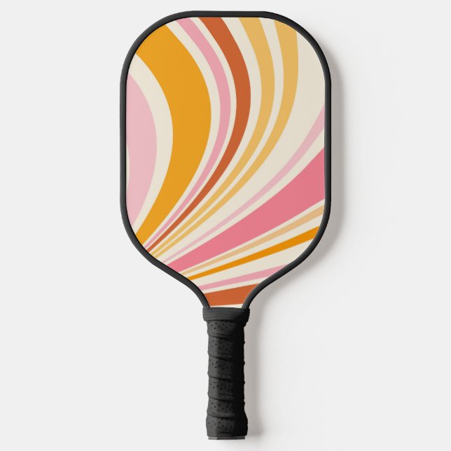 Colourful retro vibes pickleball paddle (Front)