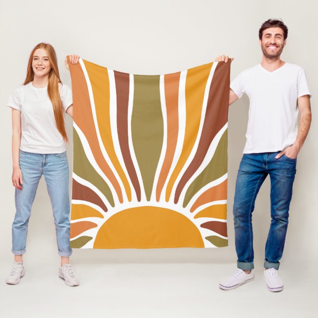 Colourful Retro Vintage Sunrise  Fleece Blanket (In Situ)