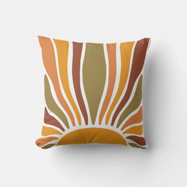 Colourful Retro Vintage Sunrise  Throw Pillow (Front)