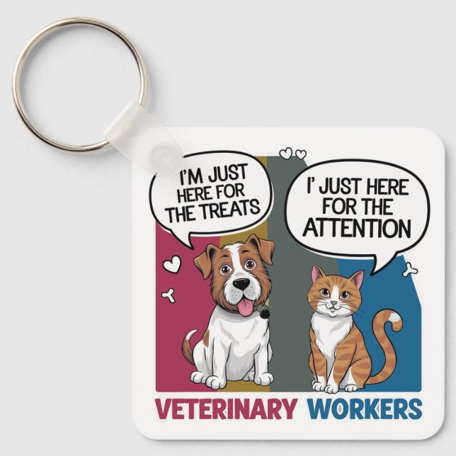Colourful Retro Vintage Veterinary gift  Keychain (Front)