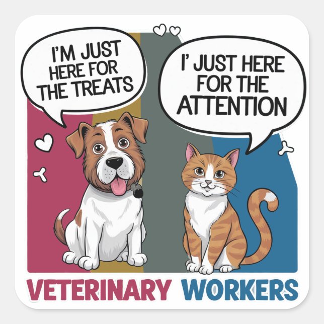 Colourful Retro Vintage Veterinary gift  Square Sticker (Front)