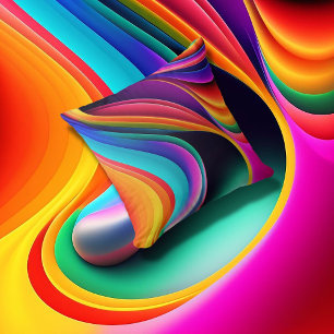 Colourful Retro Waves Accent Throw Pillow