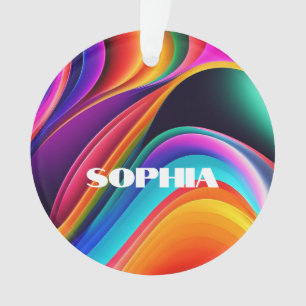 Colourful Retro Waves Personal Ornament