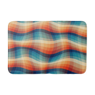 Colourful Retro Waves Vintage Bath Mat