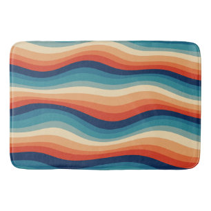 Colourful Retro Waves Vintage Bath Mat