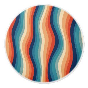 Colourful Retro Waves Vintage Ceramic Knob