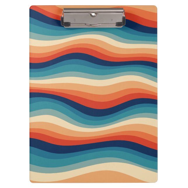Colourful Retro Waves Vintage Clipboard (Front)