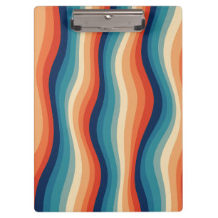 Colourful Retro Waves Vintage Clipboard