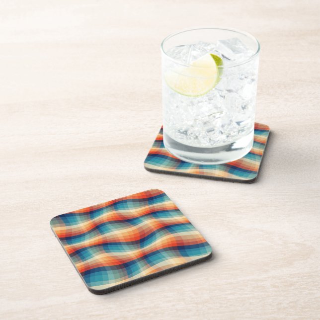 Colourful Retro Waves Vintage Coaster (Right Side)