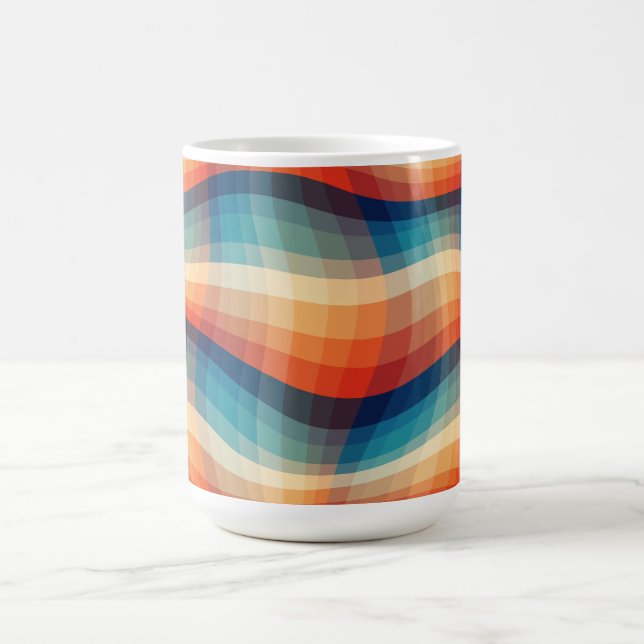 Colourful Retro Waves Vintage Coffee Mug (Center)