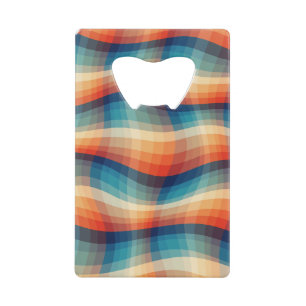 Colourful Retro Waves Vintage Credit Card Bottle Opener