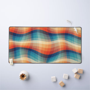 Colourful Retro Waves Vintage Desk Mat