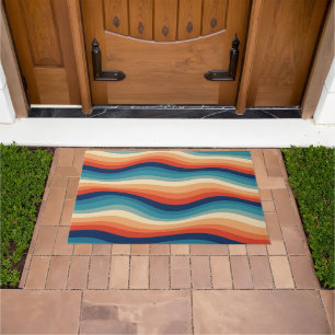 Colourful Retro Waves Vintage Doormat