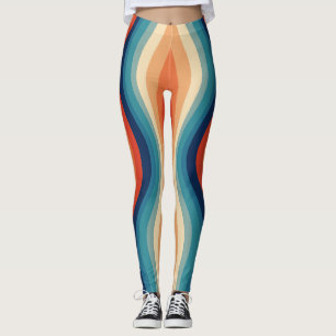 Colourful Retro Waves Vintage Leggings