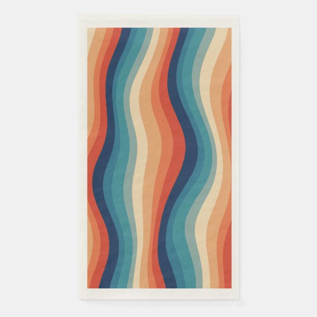 Colourful Retro Waves Vintage Napkin (Front)