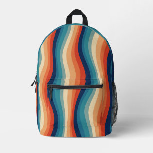 Colourful Retro Waves Vintage Printed Backpack