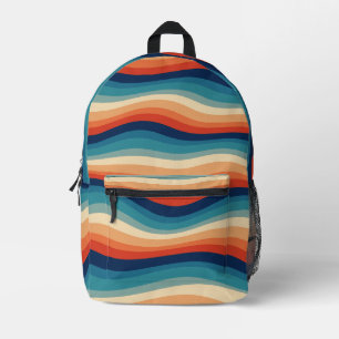 Colourful Retro Waves Vintage Printed Backpack
