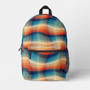 Colourful Retro Waves Vintage Printed Backpack