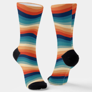 Colourful Retro Waves Vintage Socks