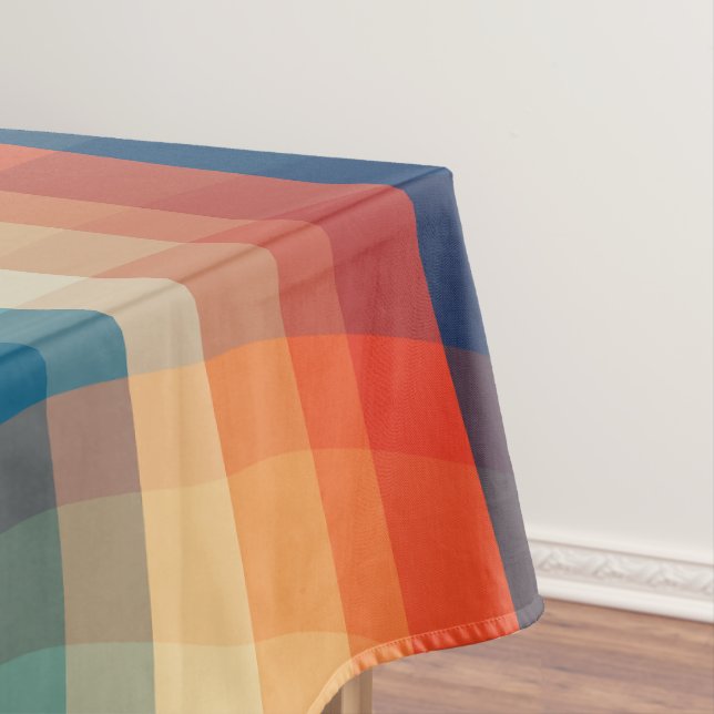 Colourful Retro Waves Vintage Tablecloth (In Situ)