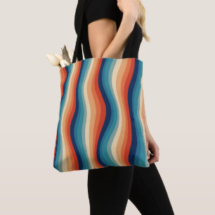 Colourful Retro Waves Vintage Tote Bag