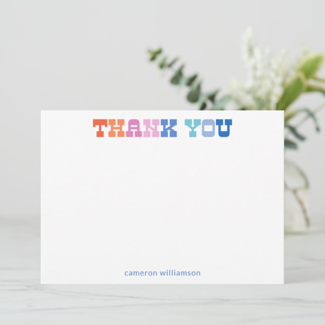 Colourful Retro Western Typography Personalized  Thank You Card (Standing Front)
