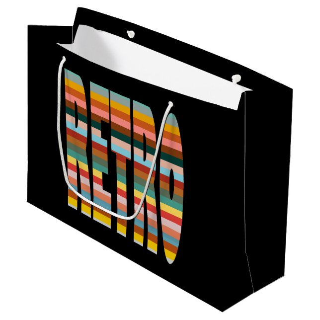 Colourful Retro Word Stripes  Large Gift Bag (Front Angled)