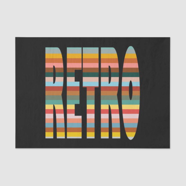 Colourful Retro Word Stripes  Tissue Paper (Front)