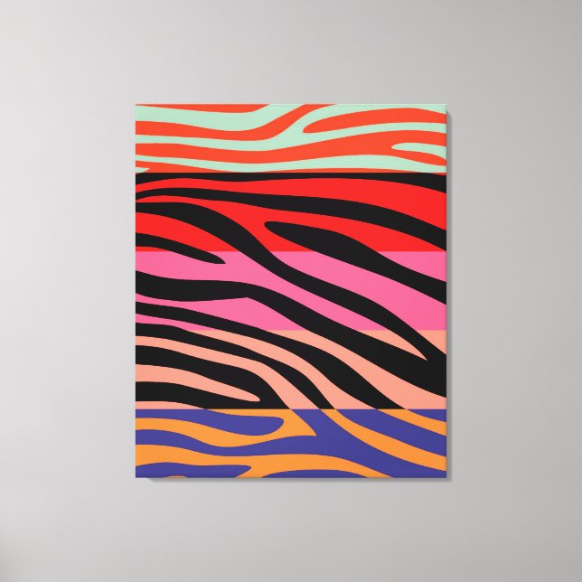 Colourful Retro Zebra Stripe Pattern 8 Canvas Print (Front)