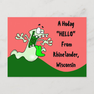 Colourful Rhinelander WI Hodag Hello POSTCARD