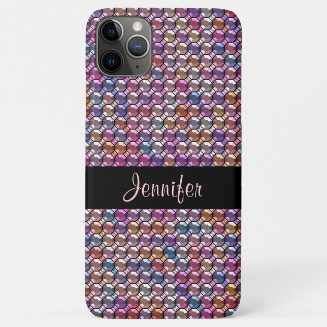 Colourful Rhinestone with custom name Case-Mate iPhone Case (Back)
