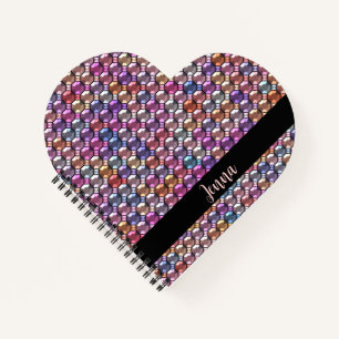 Colourful Rhinestone with custom name Notebook