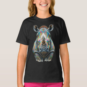 Colourful Rhino Portrait Vibrant Wildlife T-Shirt