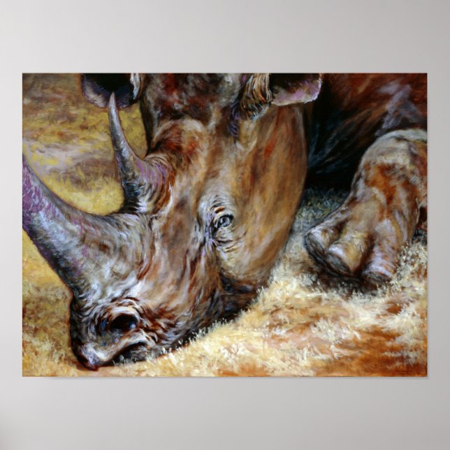 Colourful Rhinoceros Photo Printed Poster (Front)