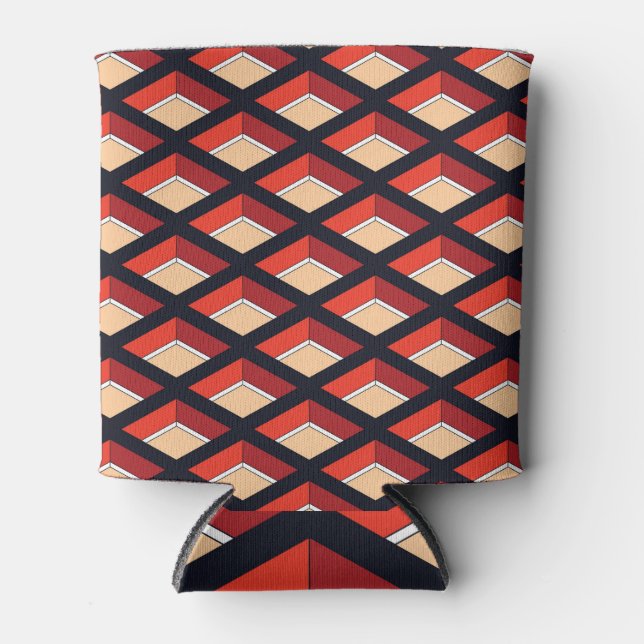 Colourful Rhombus: Vintage Geometric Background Can Cooler (Front)