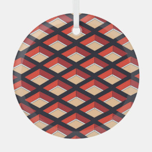Colourful Rhombus: Vintage Geometric Background Glass Ornament