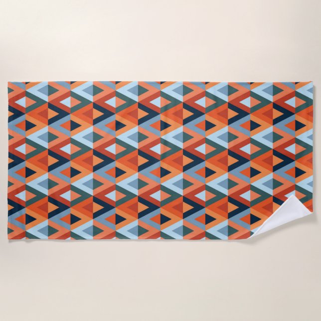 Colourful rhombuses and triangles pattern  beach towel (Front)