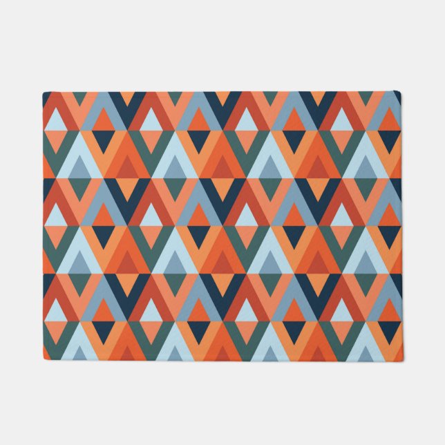 Colourful rhombuses and triangles pattern doormat (Front)
