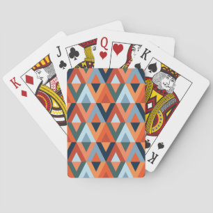 Colourful rhombuses and triangles pattern playing cards