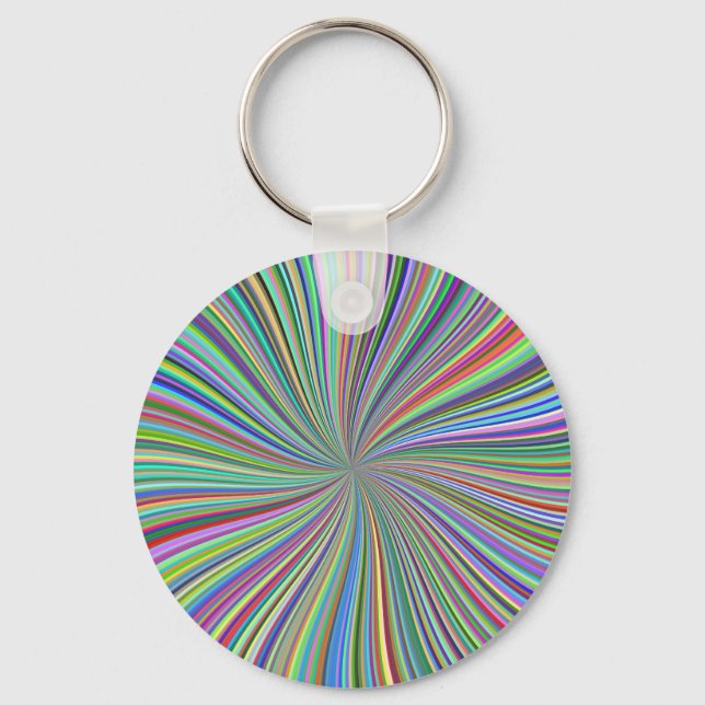 Colourful Ribbon Spiral Swirl Optical Illusion Art Keychain (Front)
