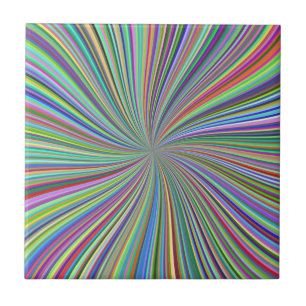 Colourful Ribbon Spiral Swirl Optical Illusion Tile