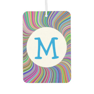 Colourful Ribbon Swirls Monogrammed Spiral Art Air Freshener