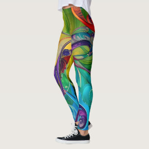Colourful Ribbons and grasses Abstract  Leggings