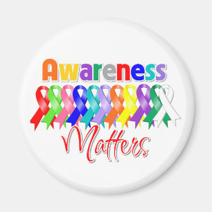 Colourful Ribbons - Awareness Matters Magnet