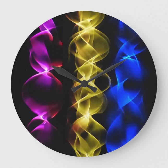 Colourful Ribbons Of Light Wall Clocks (Front)