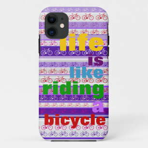 colourful riding a bicycle quote iPhone 11 case