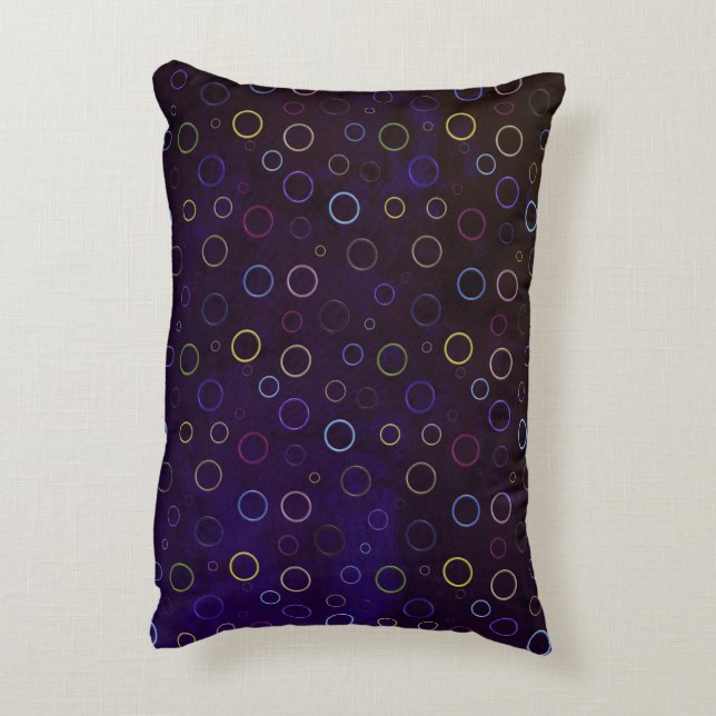 Colourful ring pattern, dark blue shade background accent pillow (Back(Vertical))