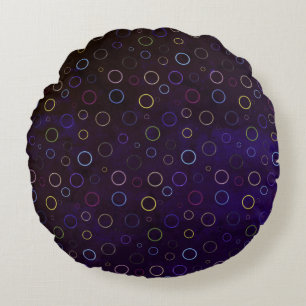 Colourful ring patternon Grey backdrop Round Pillow